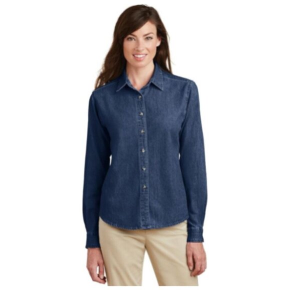 Port & Company - Ladies Long Sleeve Value Denim Shirt 4XL NWT - Picture 1 of 4